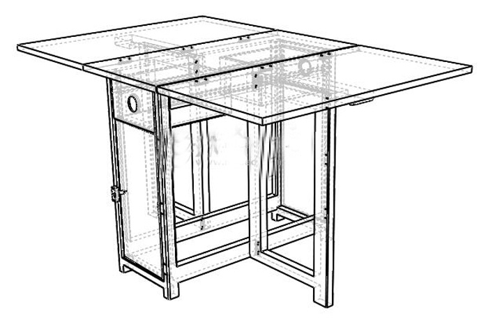 實(shí)木折疊餐桌設(shè)計(jì)圖紙